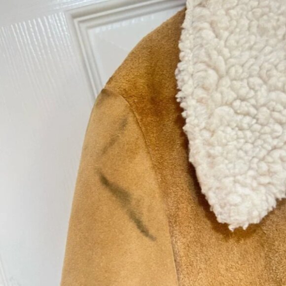 VNTG The Leather Shop 70s Suede Leather Sherpa Lined Range Coat Jacket Western M - Picture 6 of 15